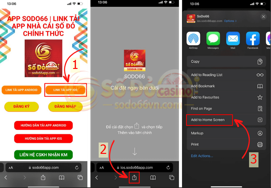 Các bước tải app SODO66 trên trình duyệt iOS