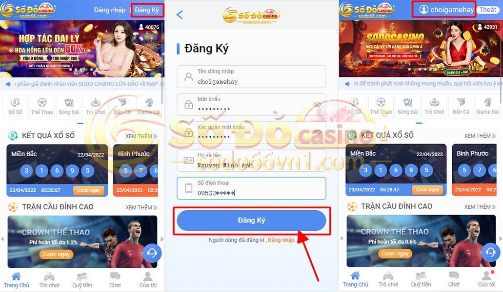 HƯỚNG DẪN ĐĂNG KÝ TÀI KHOẢN SODO66 3 Hướng dẫn đăng ký tại SODO66